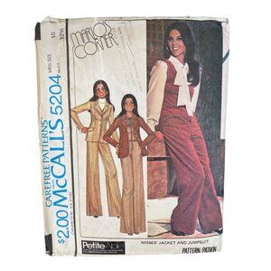 70s McCalls 5204 Misses Jacket and Jumpsuit Sewing Pattern Size 10 Vintage CUT